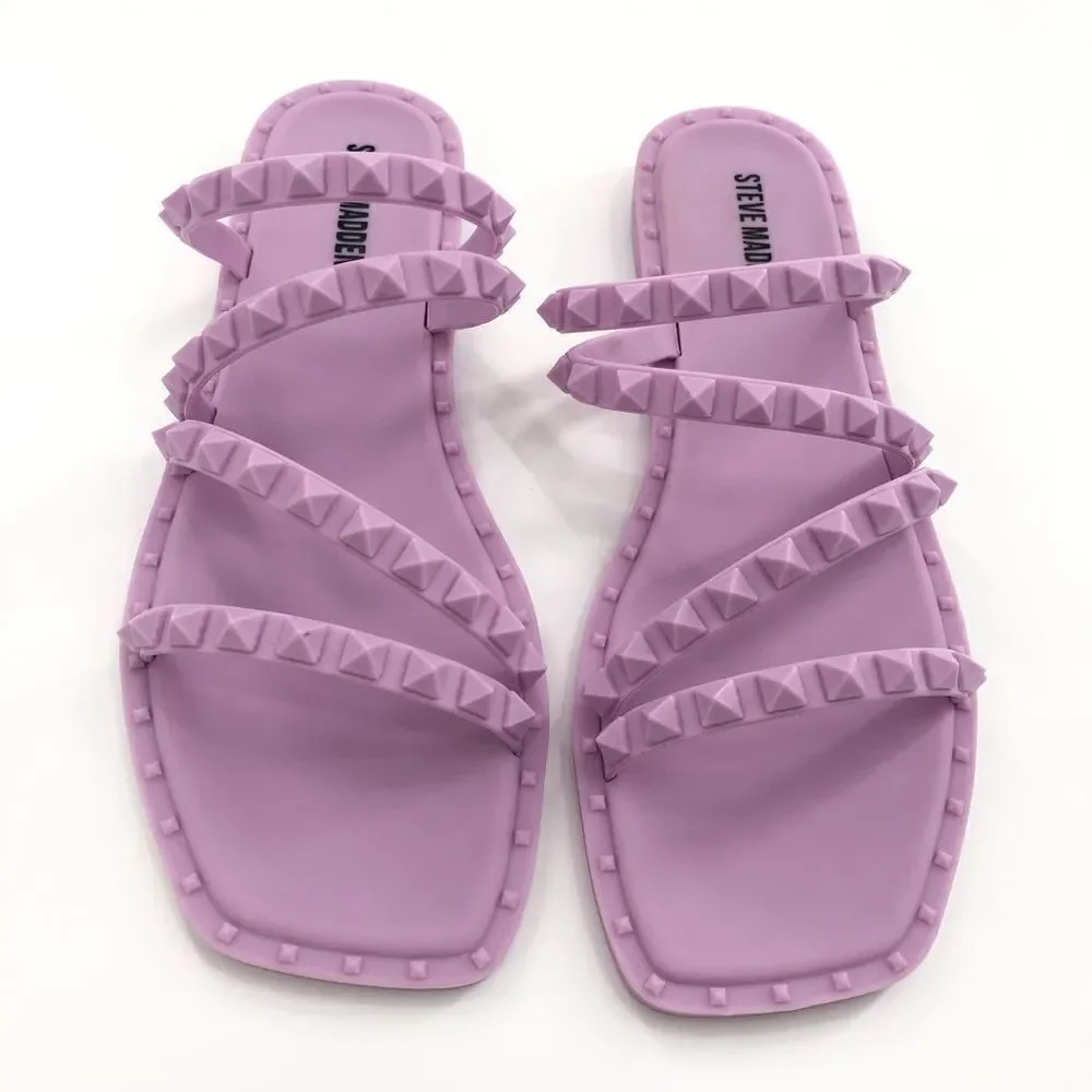 Steven Madden Skyler-J‎ Studded Jelly Slide Sandals Lilac 8